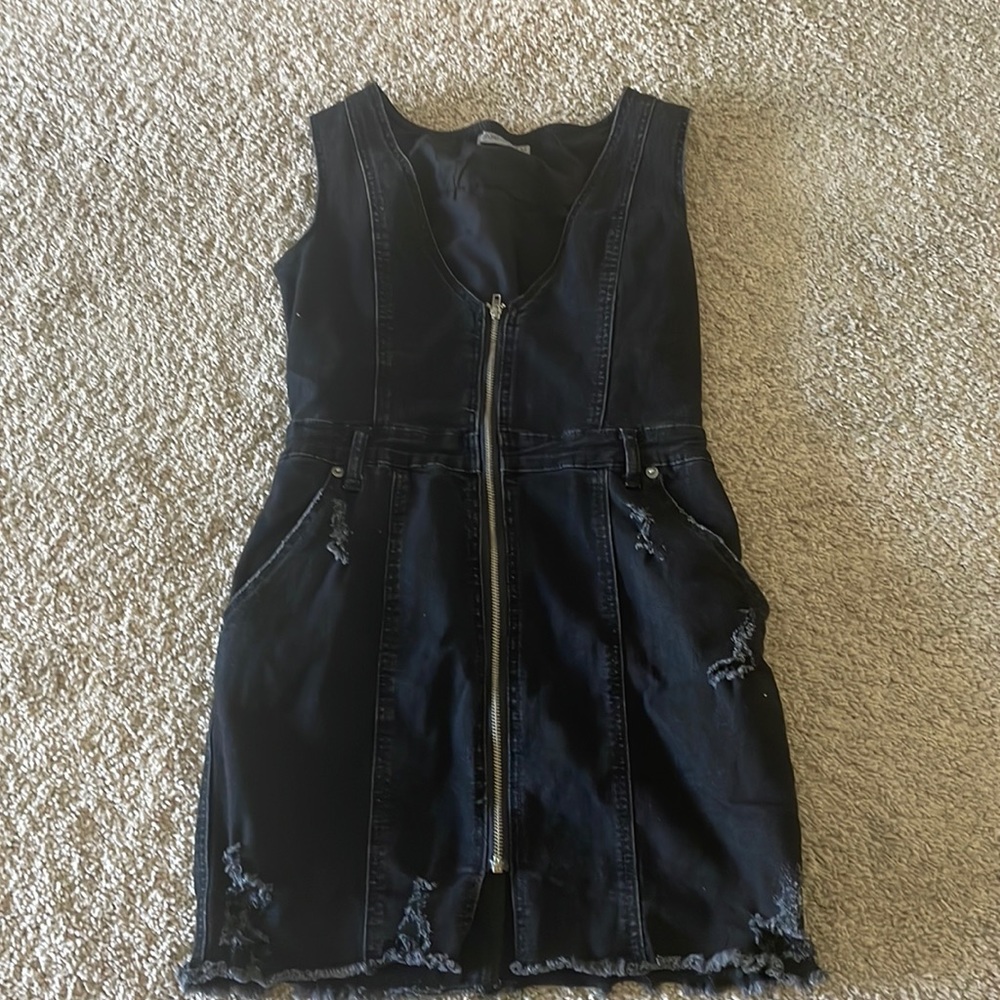 Carmar dark wash denim zipper dress